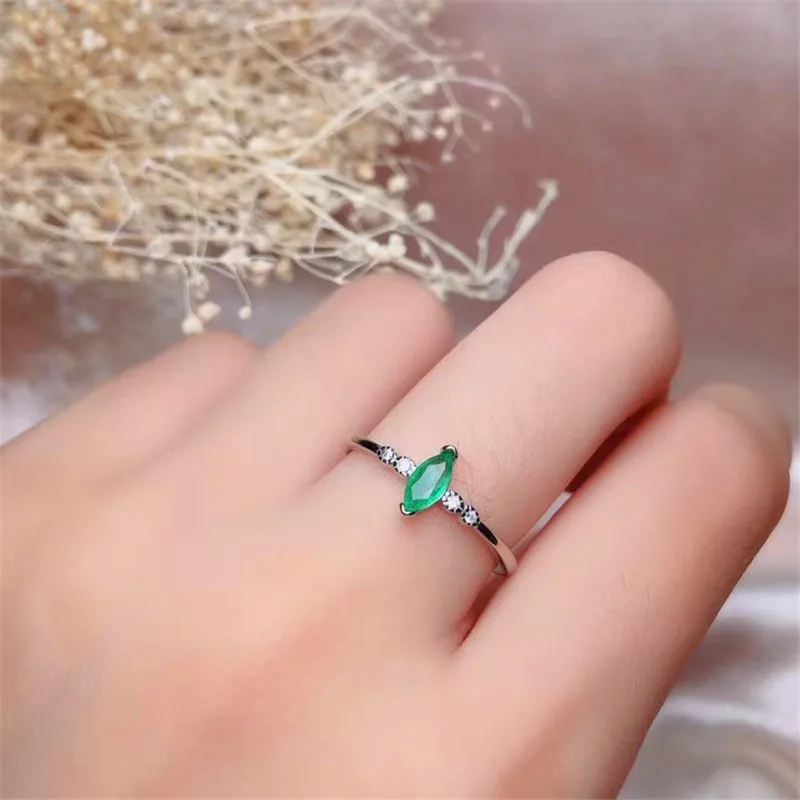 

nature Emerald Gemstone Rings for Women Genuine 925 Sterling Silver Fashion May Birthstone Ring Romantic Gift Fine Jewelry