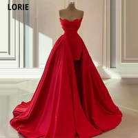 lorie elegant long satin prom dresses sleeveless long train women formal occasion evening party gowns plus size gala gowns