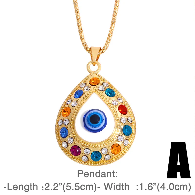 

European and American Alloy Fatima Hand Necklace Turkey Blue Eyes Diamond Jewelry Sweater Chain