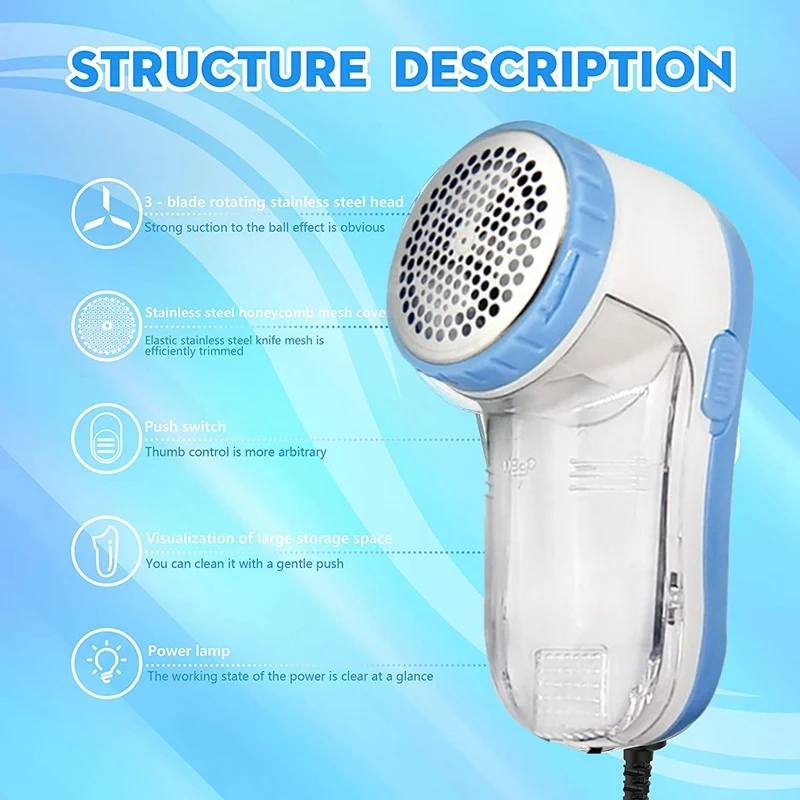

Lint Remover and Fabric Shaver, Electric Portable Sweater Pill Defuzzer Fuzz Balls Remover for Clothes Ouch Blanket Wool