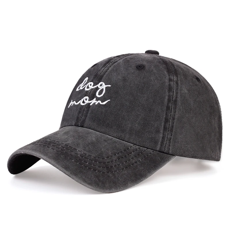 

Summer cotton men's baseball cap DOG MOM letter embroidery washed dad hat adjustable outdoor sun hats fashion hip hop caps