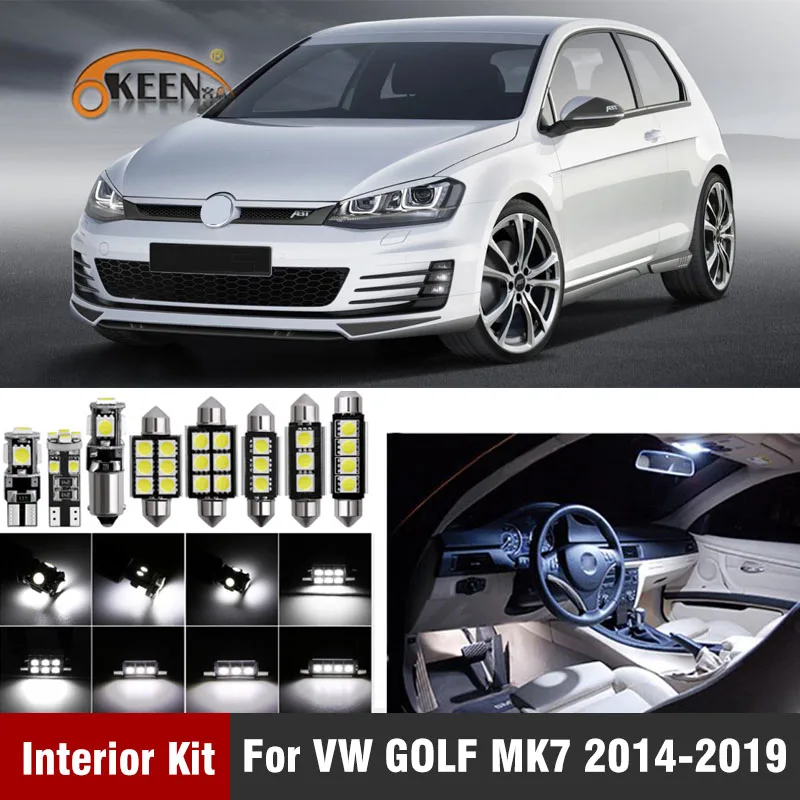 12 шт. Canbus светодиодные лампы для салона автомобиля Комплект Volkswagen VW GOLF MK7 2014 2019
