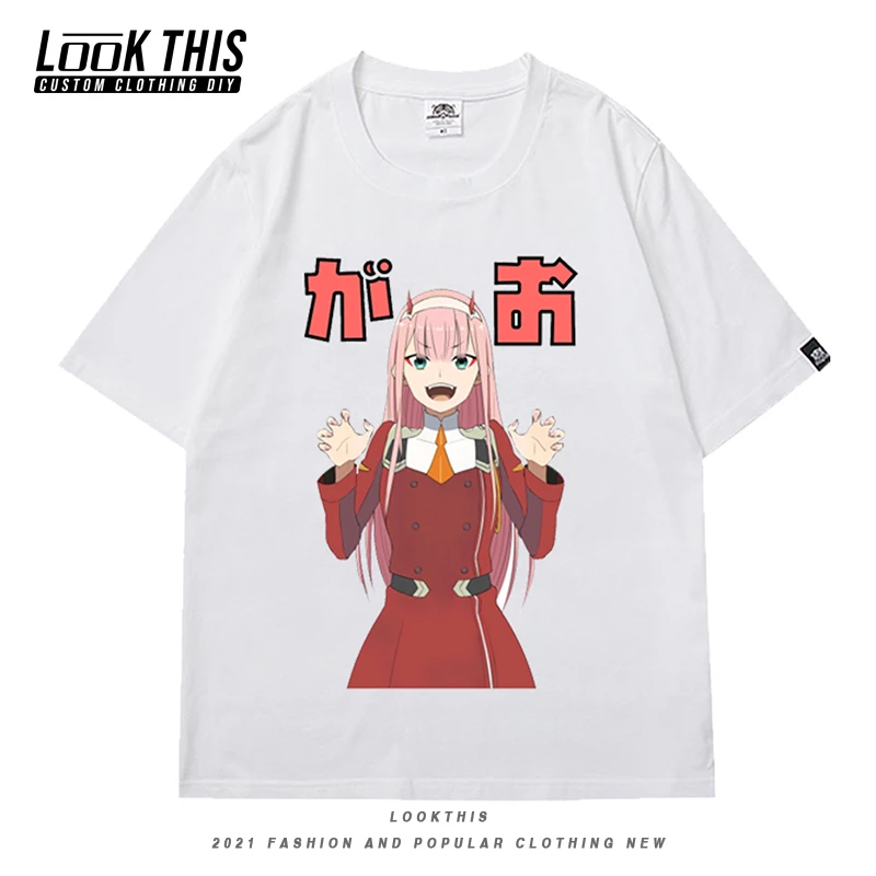 

Anime Darling in the Franxx Patterned O-neck T-shirts Short Sleeve Men Oversized T-shirt Male Teen Summer T Shirt Cute Tops Tee