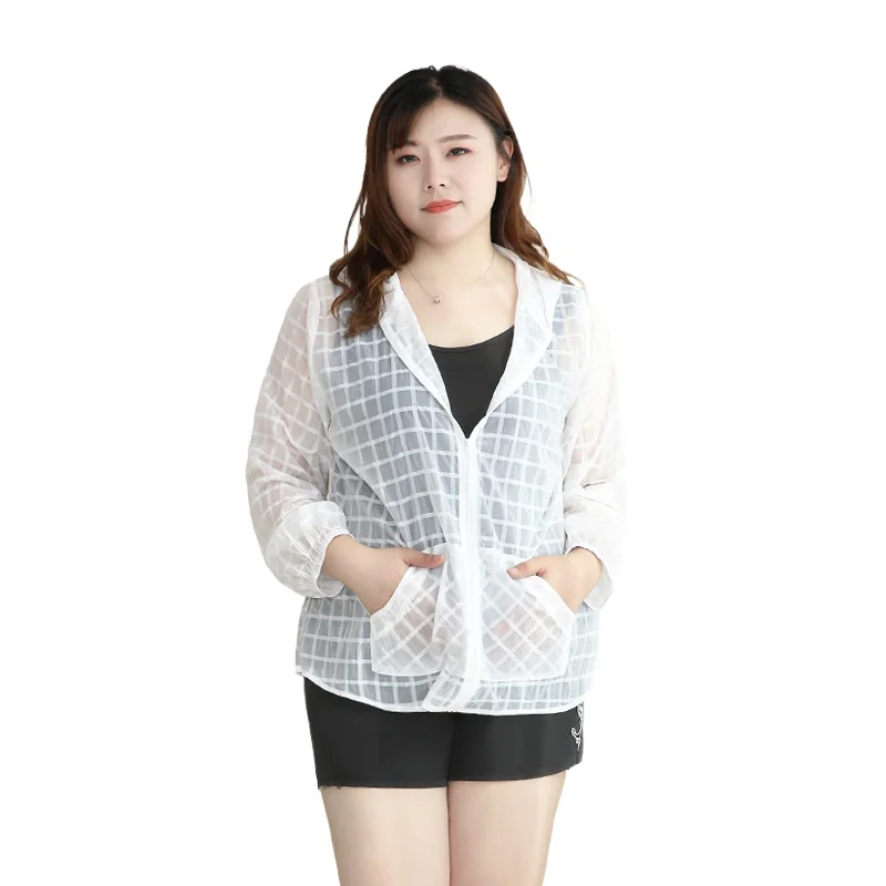 

Женский тонкий клетчатый топ с капюшоном, ветровка с длинным рукавом и карманами, повседневная куртка для женщин, верхняя одежда большого размера от 4XL до 10XL, пальто T61028