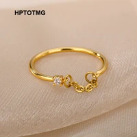 aesthetic temperament chain open rings for women men stainless steel wedding ring fashion adjustable jewelry gift