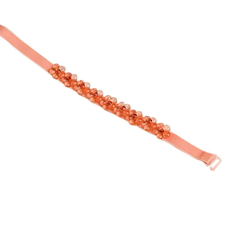 

Women Adjustable Bra Strap Anti-Slip Shoulder Straps elegent Bridal party fashion Elastic Bra Strap Flower Rhinestone Invisible