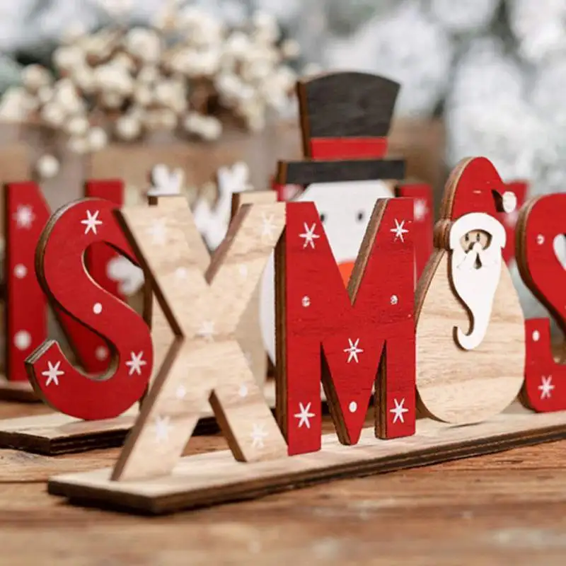 Рождественские деревянные буквы настольные украшения простой знак украшение