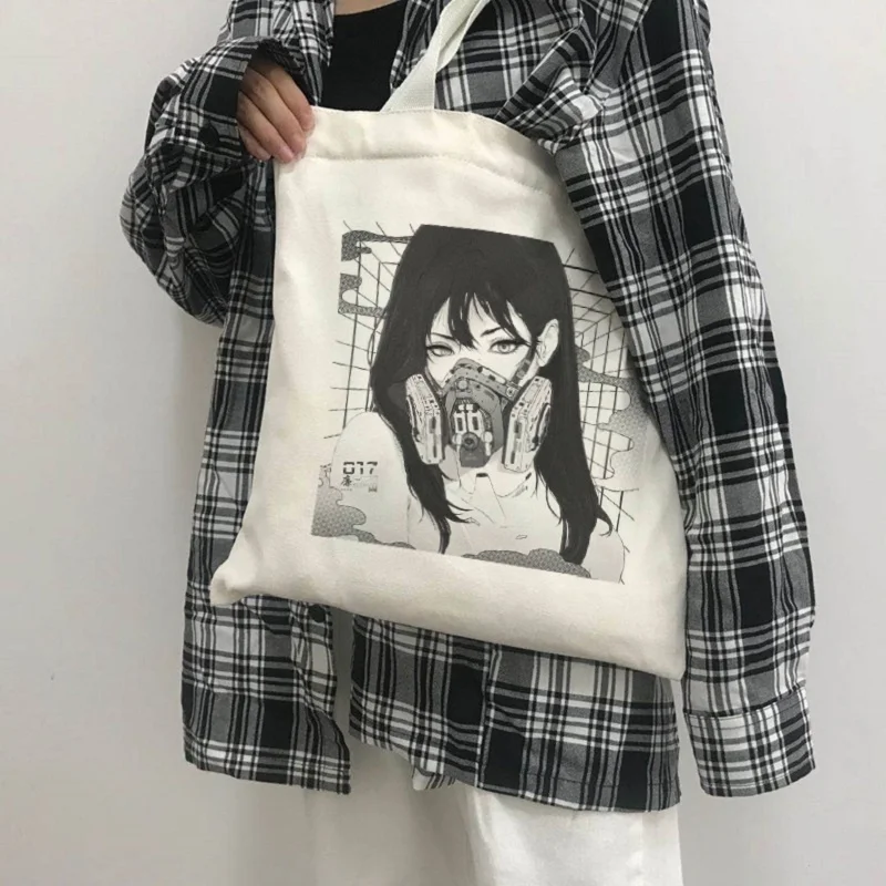 

gothic Anime canvas bag Japanese canvas female Ulzzang large capacity Harajuku ins casual Vintage streetwear women shoulder bags