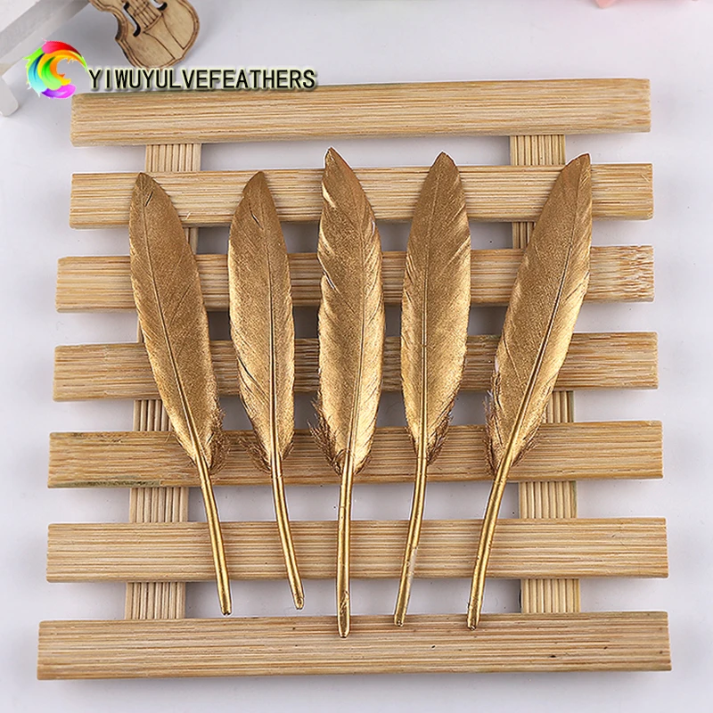 

20/50 Pcs Natural Gold Black Duck Feathers Small forewelry Making DIY Home Party Plume Decoration 10-15CM