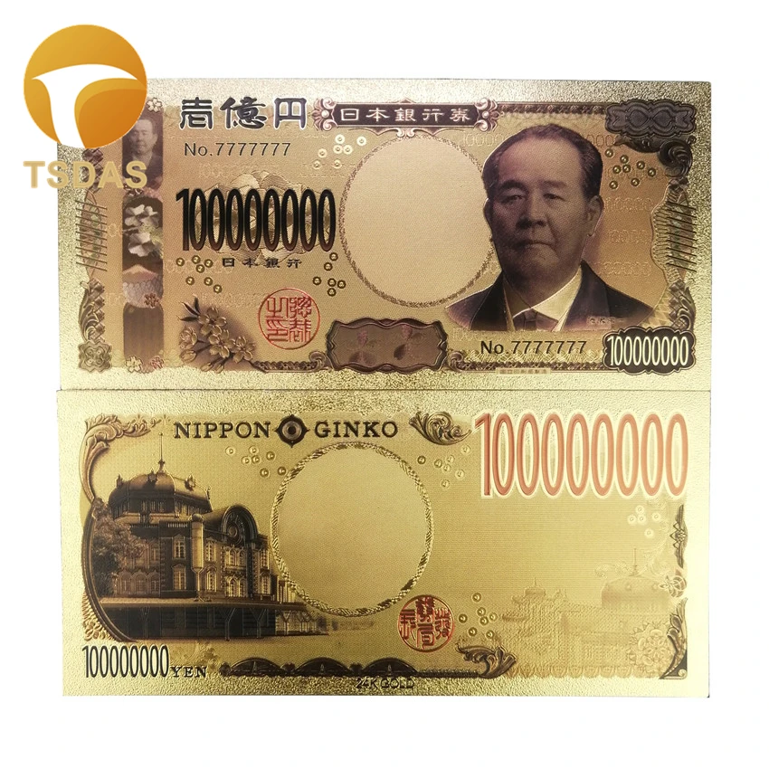 Японские банкноты с золотым покрытием 24 К цветная коллекция банкнот 10 шт./лот 100