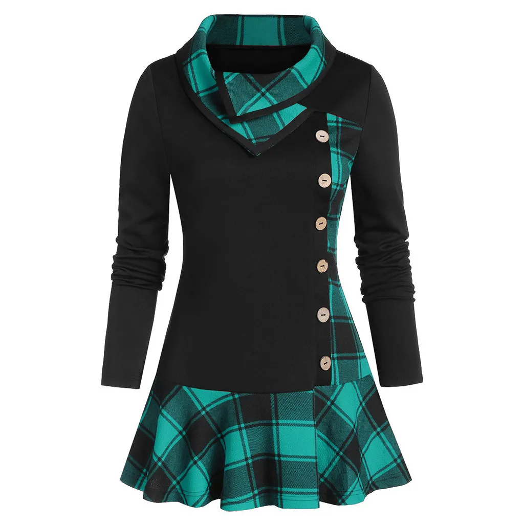 Женская одежда размера плюс 5XL модная блузка с воротником хомутом на пуговицах и