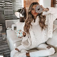 long sleeve turtleneck crop sweater 2019 autumn winter thick solid harajuku oversized pullover white kintted jumper tops