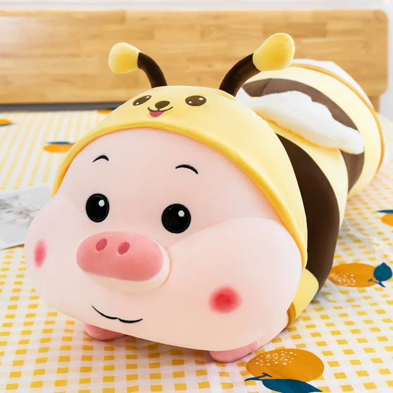

1pc 60/120cm Lovely Lying Pig Plush Toys Kawaii Stuffed Soft Animal Bee Turn to Pig Pillow Cushion for Girls Valentine's Gift
