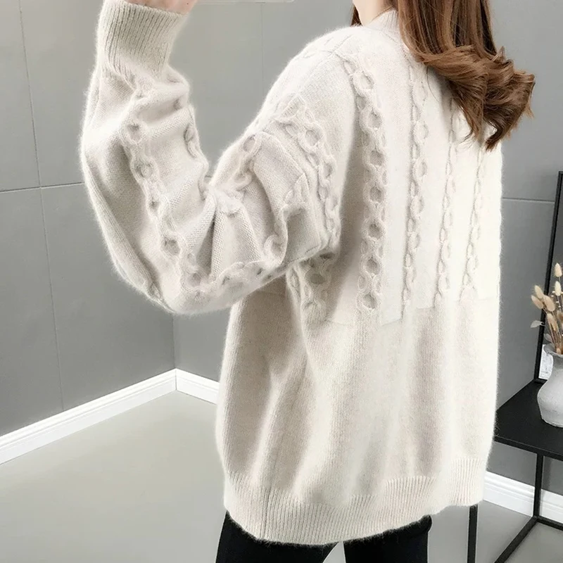 

4 Colors Women Knitted Sweaters Autumn Winter 2020 Korean Long Sleeve Cardigan Red Blue Loose Outwear New Knit Top Women