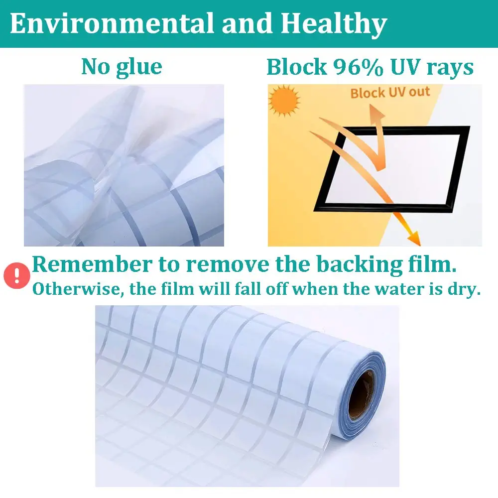 

LUCKYYJ Window Film Non Adhesive Frosted Home Office Film Privacy Window Sticker Self Static Cling Vinly Glass Film