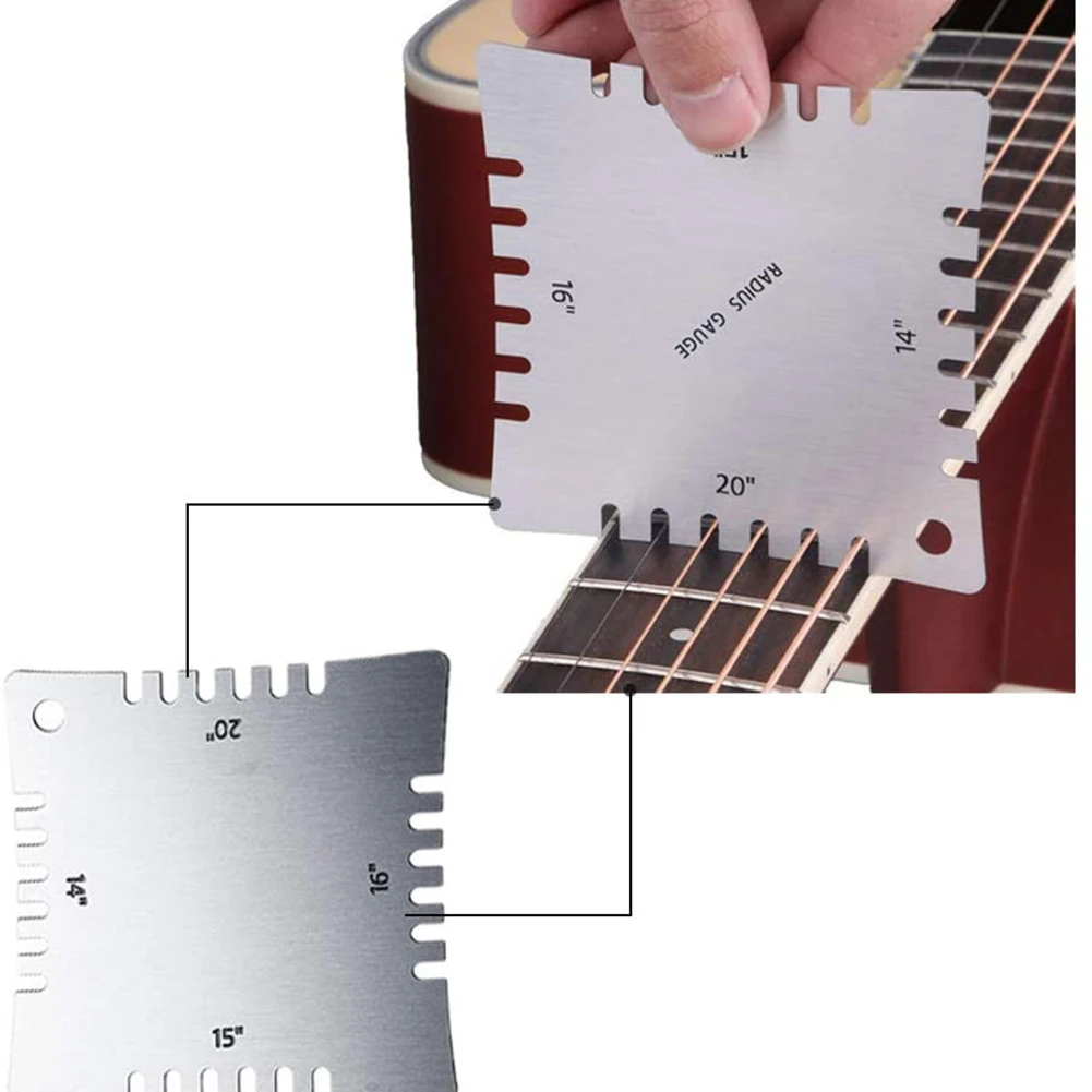 

14PCS Lightweight Guitar Measure Tool Understring Radius Feeler Notched Radius Gauges String Action Ruler Set For Electric Folk