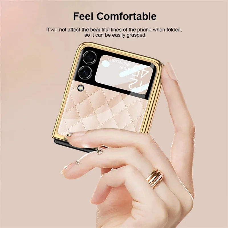 Luxury Plating Hard Frame Phone Case For Samsung Galaxy Z Flip3 5G Cases Painted Tempered Glass Hard Cover For Samsung Z Flip3 4