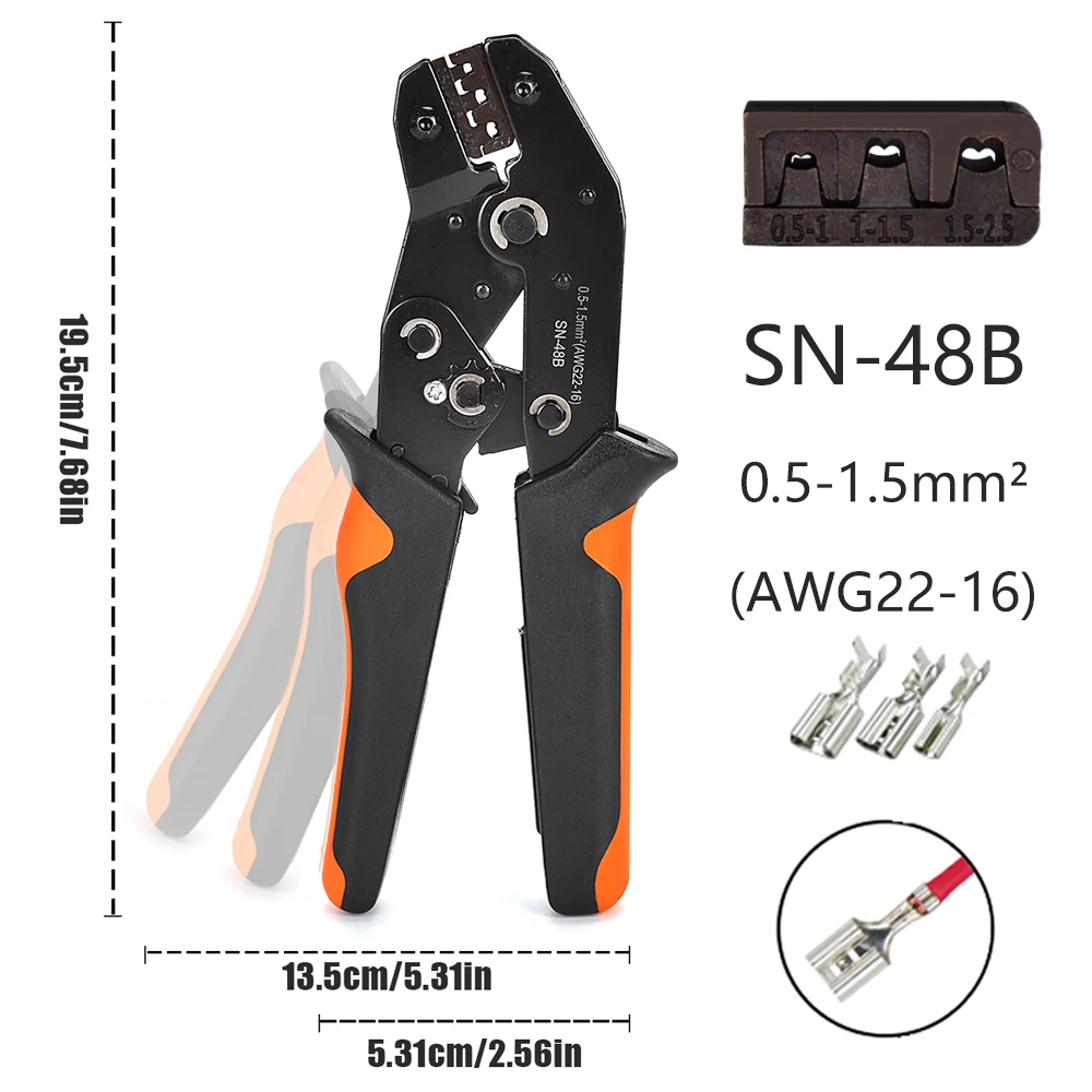 SN-48B mini precision jaw обжимной инструмент 0 5-2 5 мм2 Φ с 500 шт./лот Tab 2 8 4 наборы клемм
