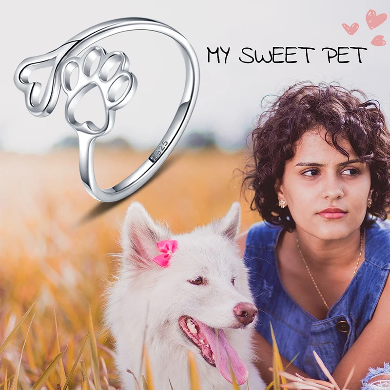 Красивое кольцо с отпечатком лапы открытое регулируемое украшения для питомцев