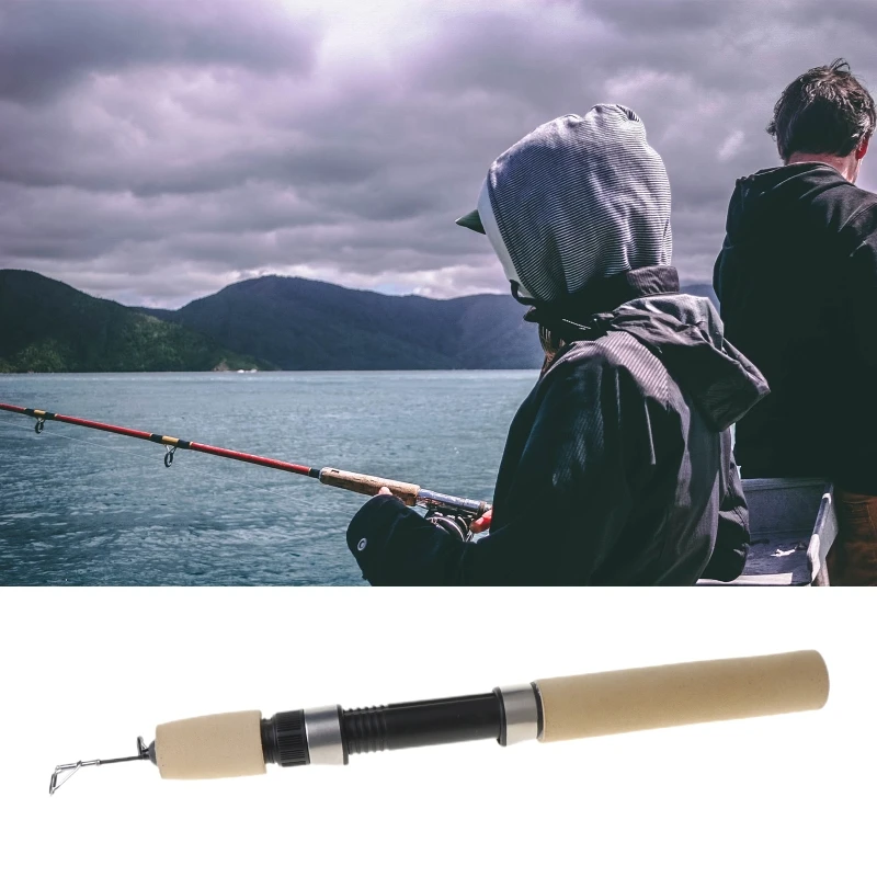 Портативная мини удочка для подледной рыбалки 60 см ручка с клапаном карманная