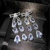 2022 new trend zircon bow dangle earrings fashion korean jewelry for woman christmas party girls unusual luxury accessories