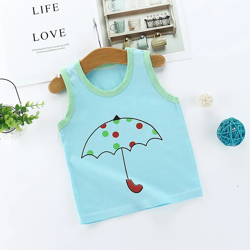 2019 летний детский жилет без рукавов хлопковая Повседневная Милая Одежда для