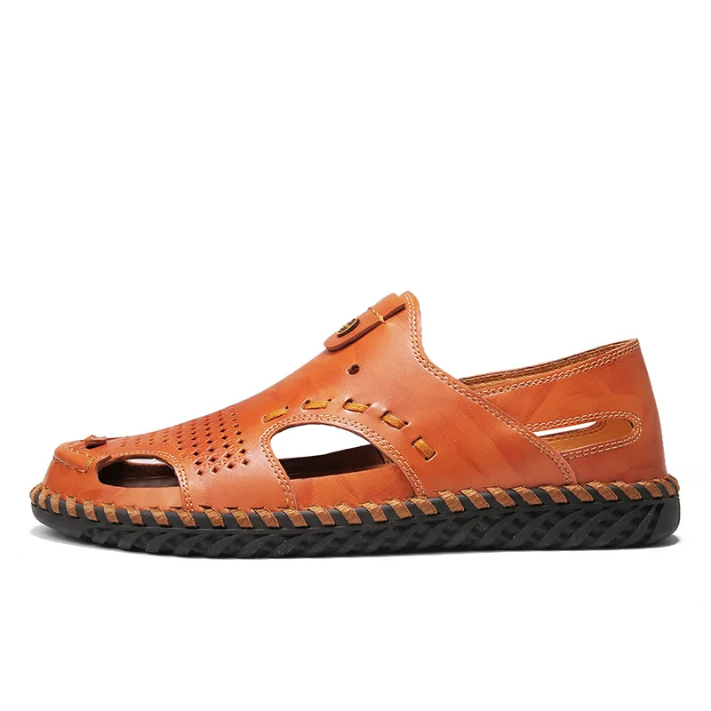 

2021 New Summer Breathable Sandals Men's Trendy Outdoor Closed Toe Casual Hollow Hole Shoes Soft Bottom Beach Shoes Large