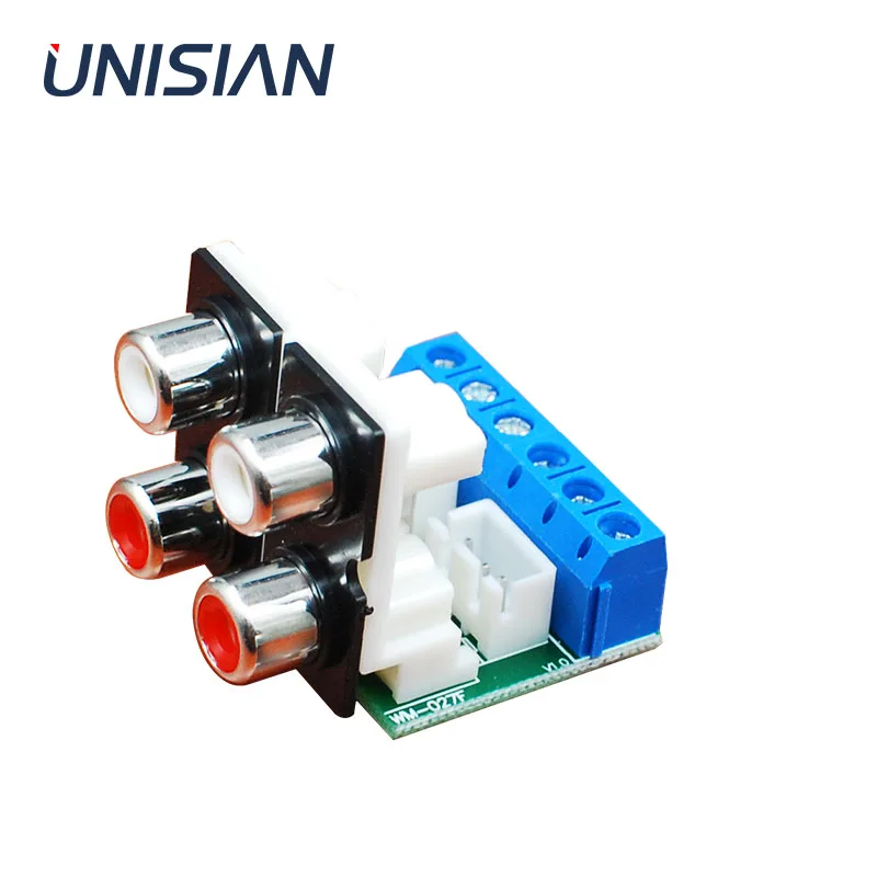 Плата аудио сигнала UNISIAN четыре канала разъем RCA double 3pin 2 54 5 08 модуль для домашней