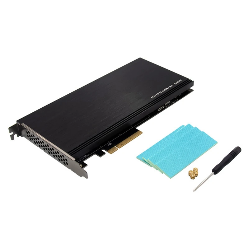 

PCI-E 3.0 X8 PLX8724 to 4XM.2 NVMe SSD Adapter Riser Card for Miner BTC Mining Expansion Card