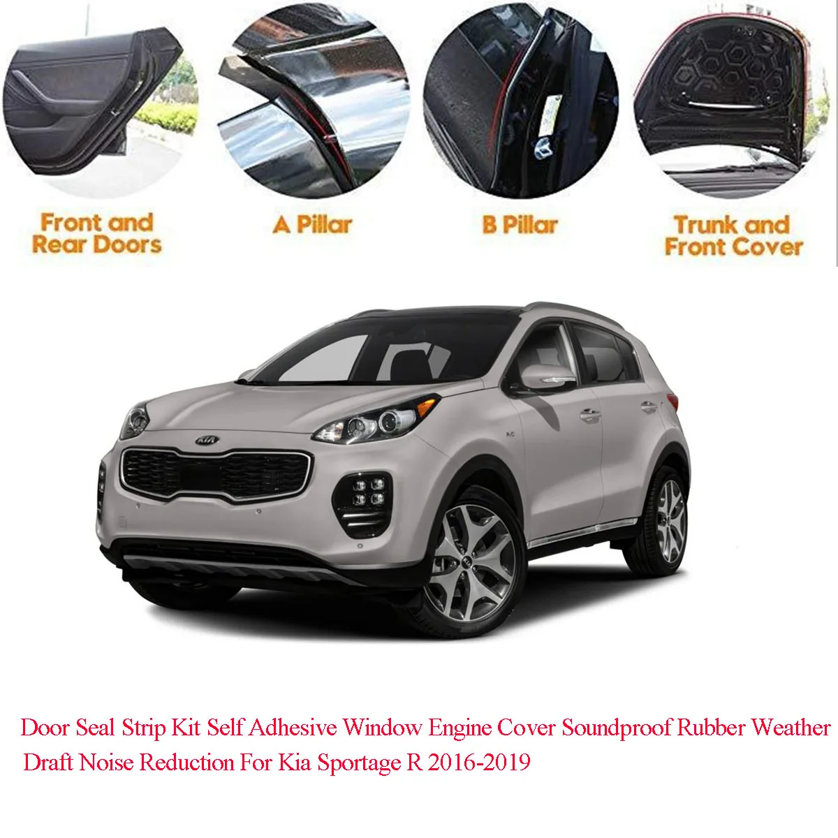 Door Seal Strip Kit Self Adhesive Window Engine Cover Soundproof Rubber Weather Draft Noise Reduction For Kia Sportage R 2016-21