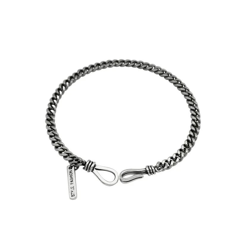 

Fengxiaoling New Fashion Simple Crude Silver Bracelet For Women 925 Sterling Silver Vintage Thai Silver Bracelet Girls Jewelry
