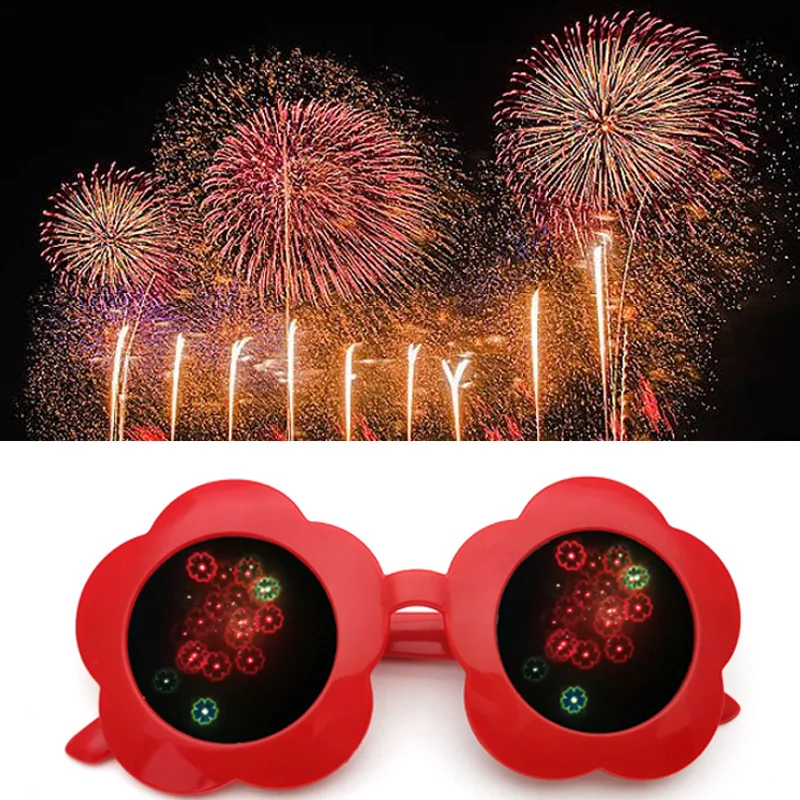 

2022 Sun Flower Shaped Effect Glasses Watch The Lights Change Love Image Fireworks Diffraction Glasses At Night Sunglasses Women