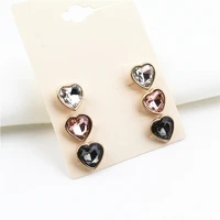 korean version of the new three pairs of heart shaped resin earrings