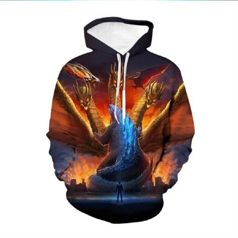 

2021 Spring and Autumn Boys and Girls Hooded Long Sleeve Sports Sweatshirt Anime 3D Printing Monster Xiha Children's New 4T---14