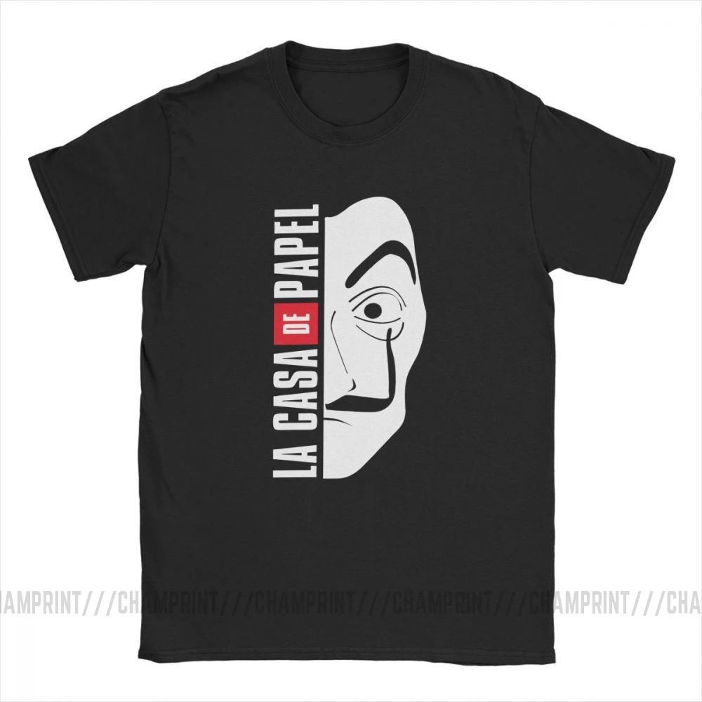 La Casa De Papel маска Мужская футболка Money Heist Винтаж хлопок House Of paper футболки с круглым вырезом футболки размера плюс Топы