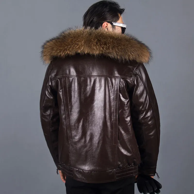 Мужской комплект из куртки и брюк коричневая теплая куртка пилот натуральной