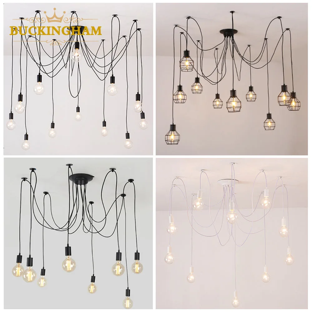 Современная Подвесная лампа в скандинавском стиле ретро с пауком лампочка