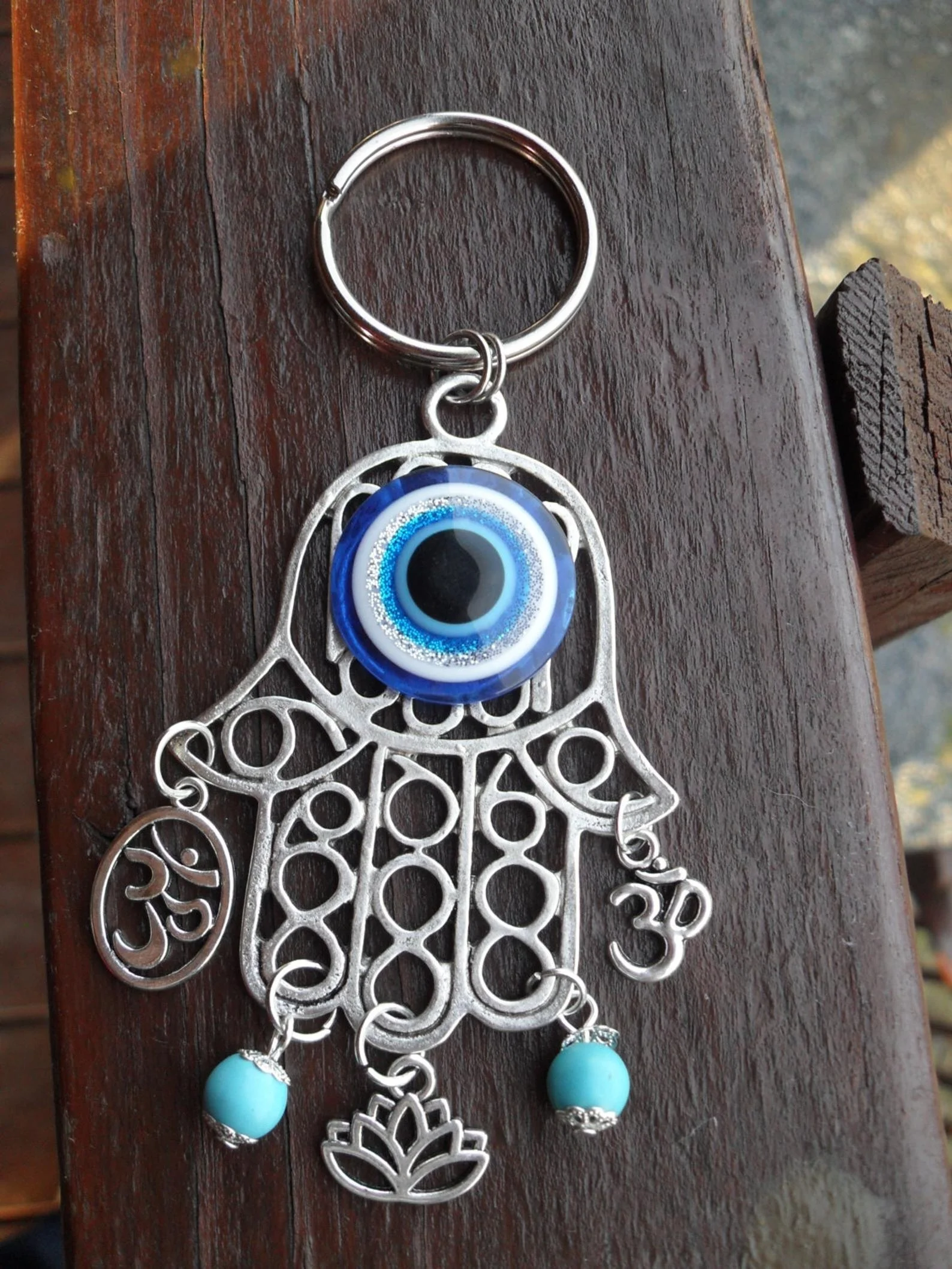 

Keychain, key ring, key holder, hamsa hand, evil eye,
