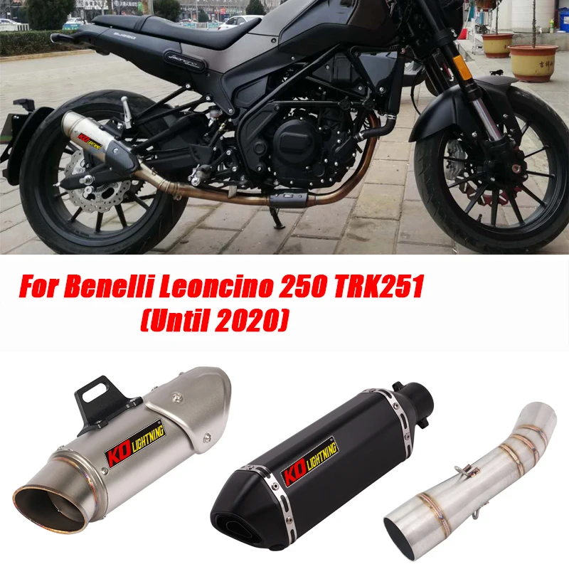 

Motorcycle Middle Link Tubes With Tail 51mm Exhaust Muffler Pipe Silencer System for Benelli Leoncino 250 TRK251 Until 2023