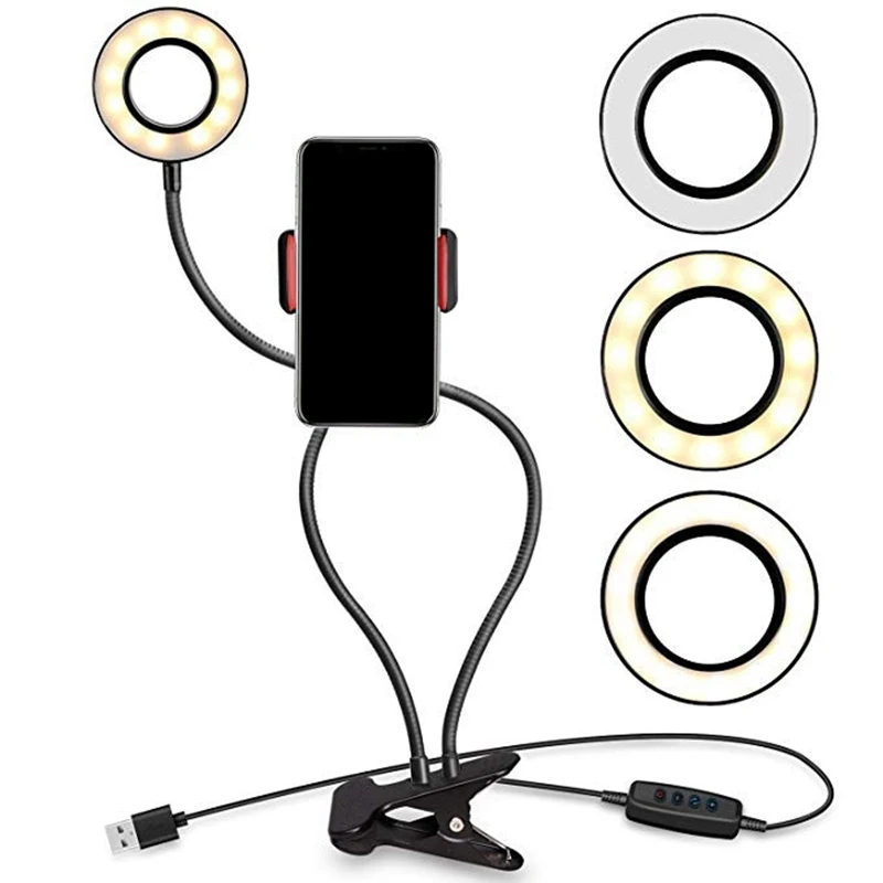 Светодиодный светильник с кольцом наполнителем держатель для мобильного или