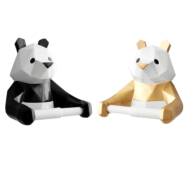 

Resin Panda Paper Roll Holder Wall-Mounted Tissue Bathroom Decor
