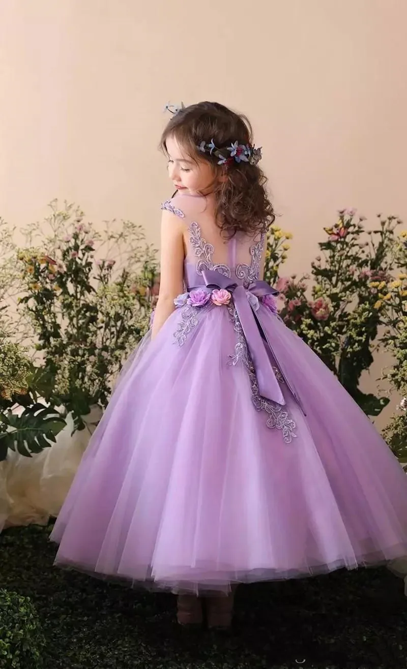 

Flower Girls Dresses for Party and Wedding First Communion for Girls Floor-Length Three Quarter