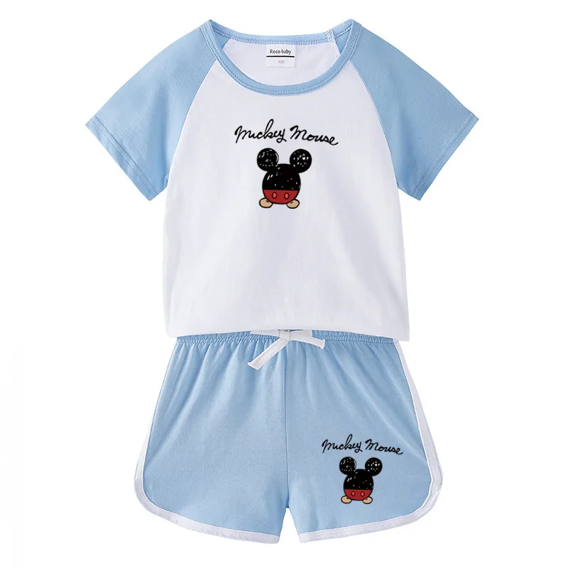 Комплект из 2 предметов с принтом Микки и шортами | Мать ребенок