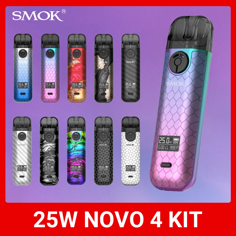 

Vape SMOK NOVO 4 Kit Electronic Cigarette Box Mod 800mah Battery electronique 25W 2ML Novo 4 Pod Cartridge Vaporizer LP1 Coil