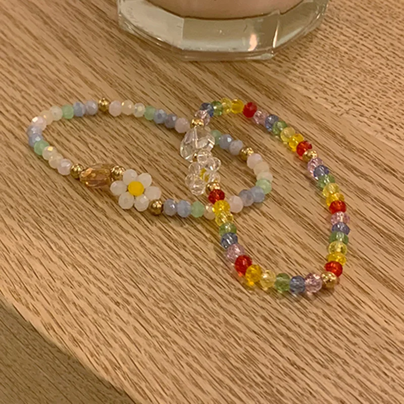 

Cool Feeling Ice Crystal Bead Flower Bracelet Female Summer Ins Niche Design Girlfriend Simple Cute Japanese And Korean Style