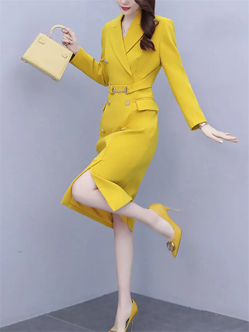 Spring Office Clothes Women 2021 New M-5XL Business Temperament Suits Buttocks Fashion Slim Blazer Dress Female Robes zh248 images - 6