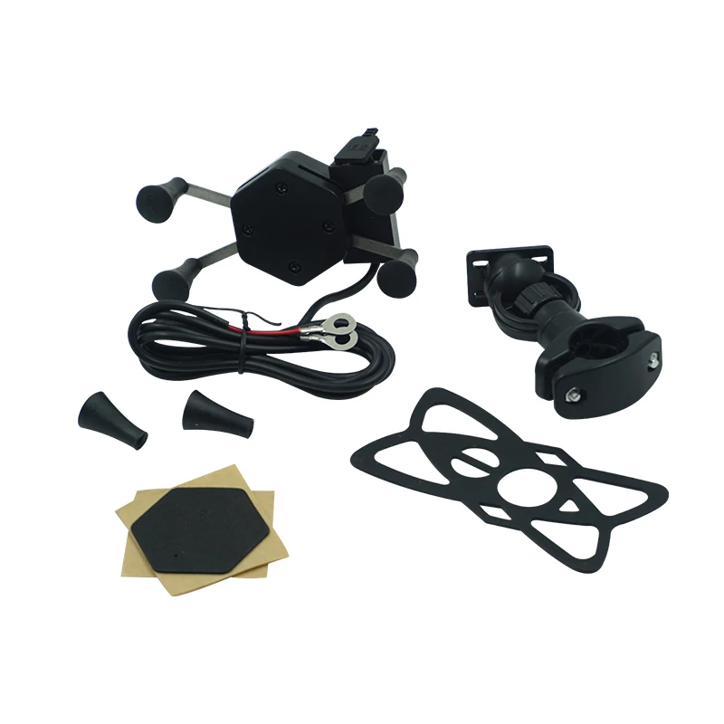 

Motorcycle Bikecycle Mobile Phone Stand Holder With USB Charge 360 degree rotation X Type Mount bracket Universal For 3.5-6 Inch