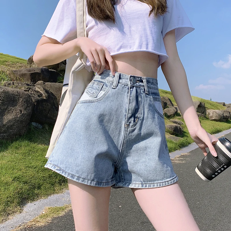 

Womens New 2021 Fit High Quality Denim Tide Female Pants Summer solid color Loose Mom Shorts Jeans Streetwea Versatile Casual