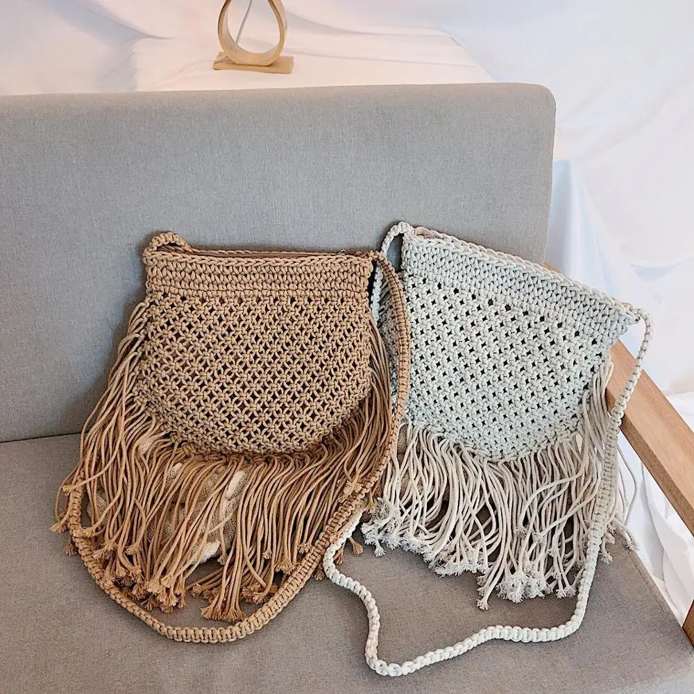 Летняя новая соломенная сумка с кисточками хлопковая плетеная мессенджер