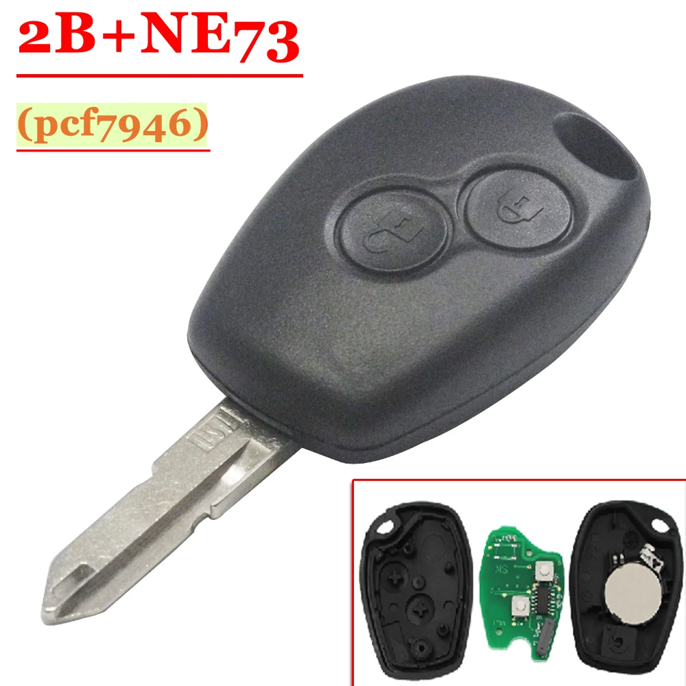 Пульт дистанционного управления XNRKEY PCF7946 с 2 кнопками и лезвием NE73 для Renault Duster Modus
